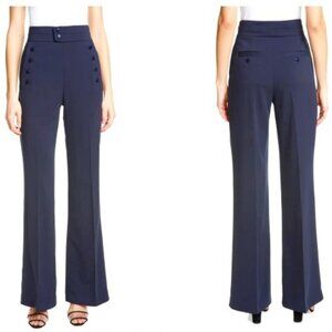 NWT EQUIPMENT Andrae Trouser Button Accent Wide Leg High Rise Color Eclipse SZ 6